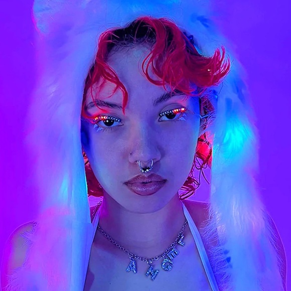 Other - Red LED Light Up Eyelashes Eyeliner Body Jewelry Makeup Stick On 7 Light Modes